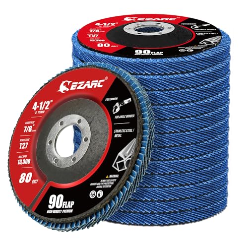 EZARC Flap Discs 115mm,80 Grit High-Density Jumbo Zirconia Flap Sanding Disc Type 27 for Sanding, Sanding Discs for Angle Grinder, Rust Removal, Finishing, Grinding, Deburring (12 Pack)