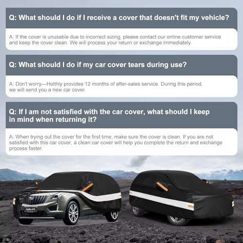 Image of 10 Layers SUV Car Cover Custom Fit for Cadillac XT5, SRX (2016-2026), Waterproof All Weather for Automobiles, Outdoor Full Cover Sun Dust Rain Protection with Cotton. Black