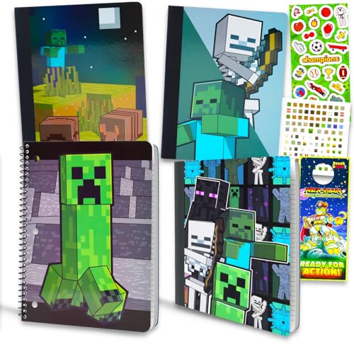 Fournitures scolaires Minecraft avec carnet de notes autocollants et accessoire
