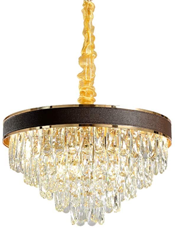 Lustre en cristal moderne noir 5 niveaux luminaire suspendu 50x31cm
