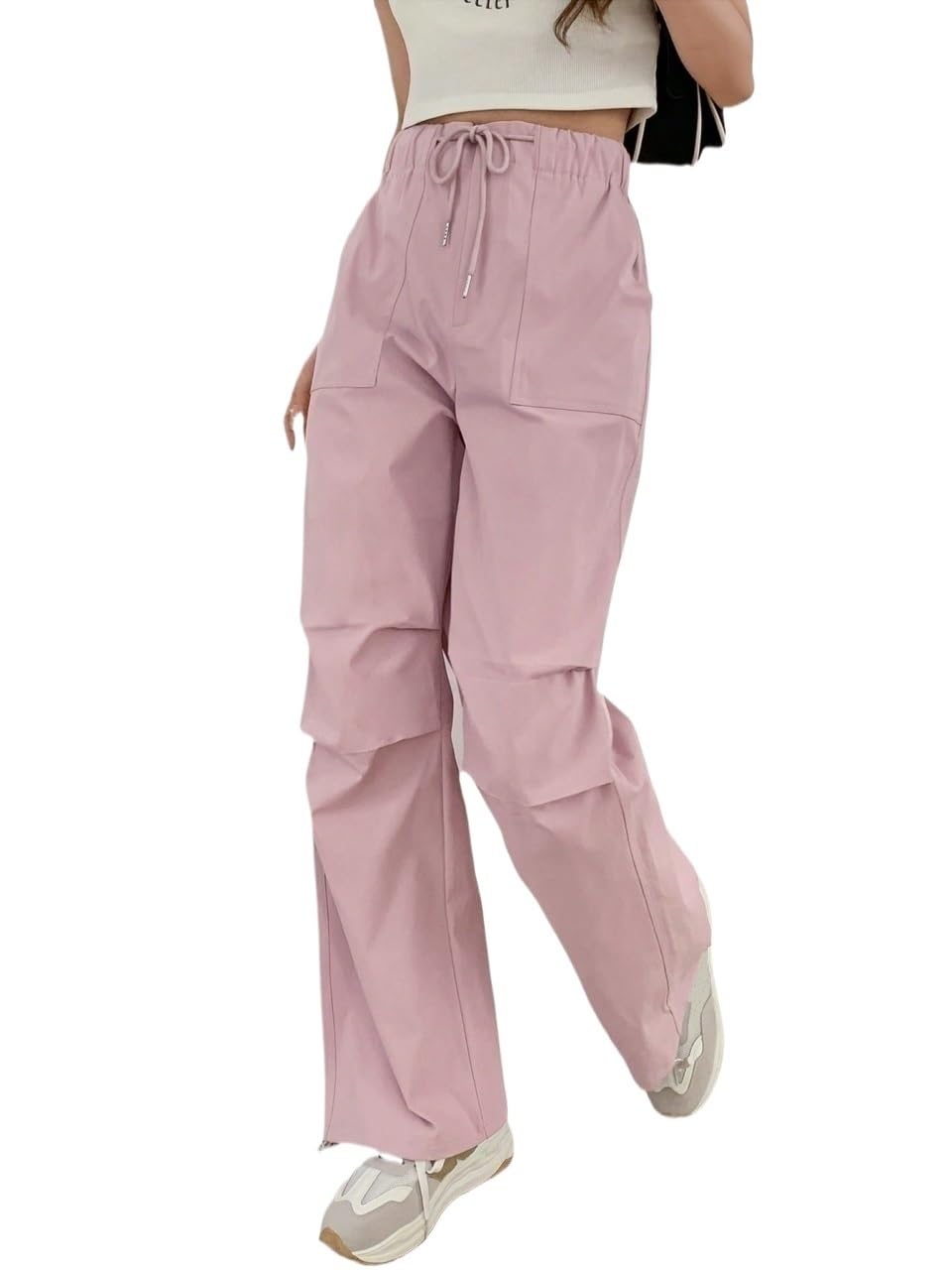 RAISER Womens Business Work Casual Pants Solid Drawstring Waist Slant Pocket Pants