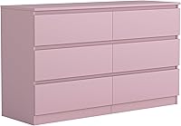 Vista 14 de Vibe & Dine Cómoda Blanca de 6 Cajones, Cómoda Doble Moderna para Dormitorio, Cajonera de Madera con Amplio Almacenamiento para Sala de Estar