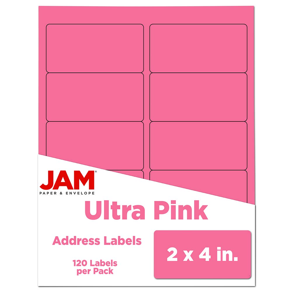 JAM PAPER Shipping Address Labels - Standard Mailing - 2 x 4 - Ultra Pink - 120/Pack