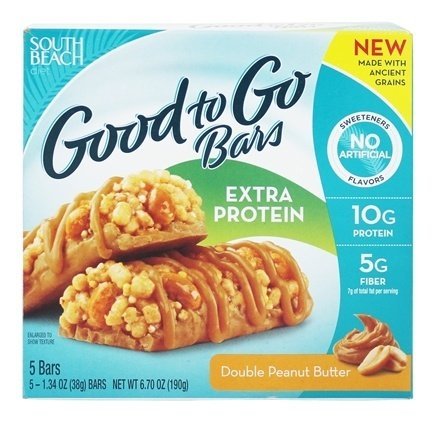 South Beach Diet Good to Go Bars, Extra Protein, Double Peanut Butter Bars, 1.34 oz, 5 Count (Pack of 2)