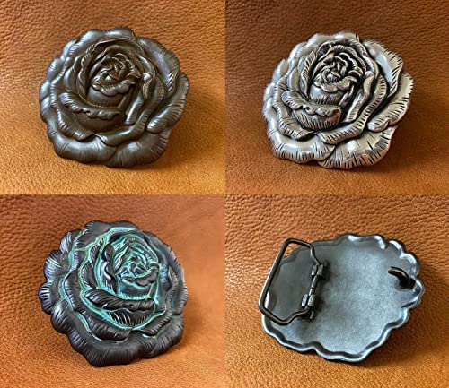 Rose Heart Flower Rhinestone Replacement Belt Buckle Fits 1-1/2"(38mm) Belt Strap-Multi-Style Options4