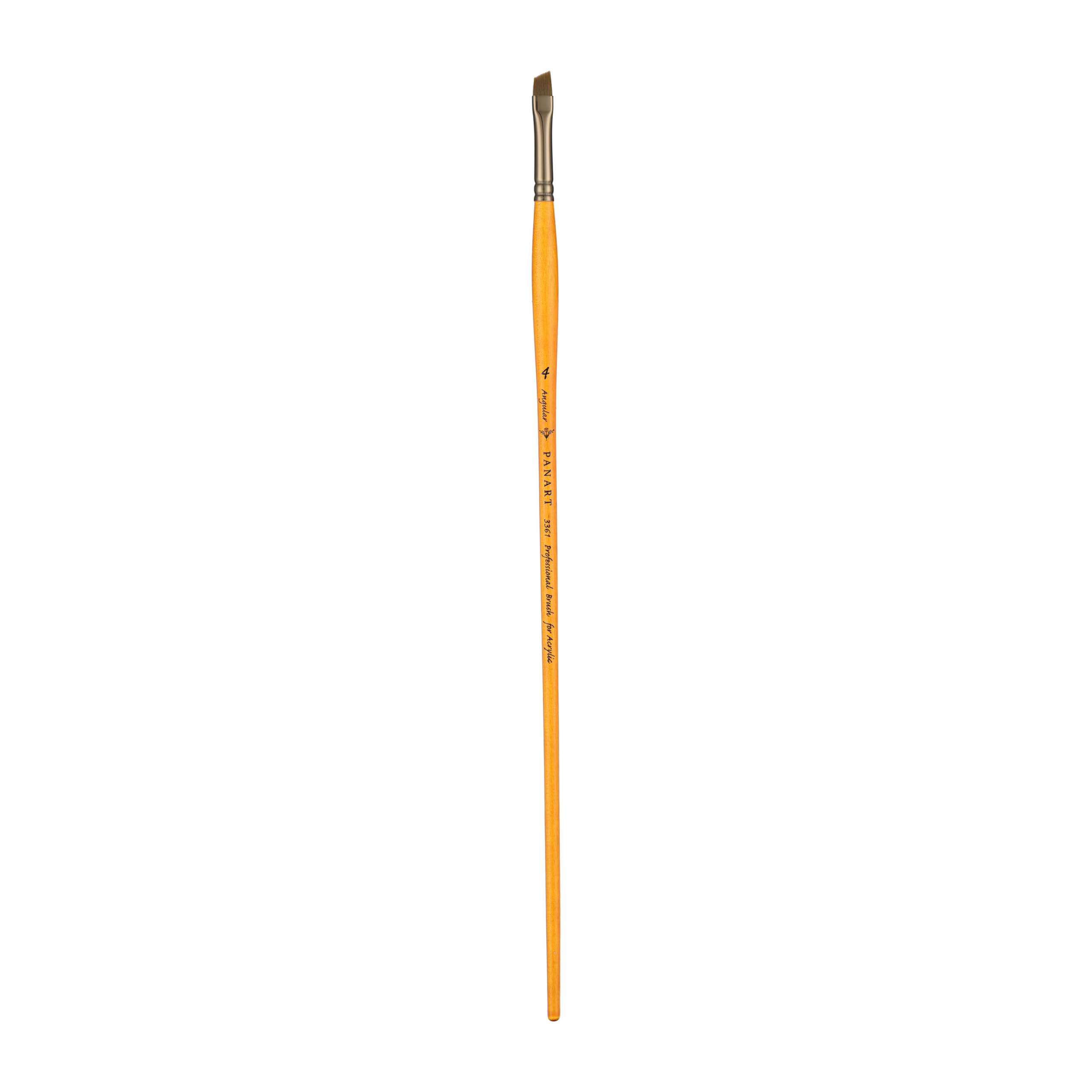 Pan Art Angular Synthetic Brush No. 04 for Acrylic Painting - 1 Piece, Orange, Nr. 04