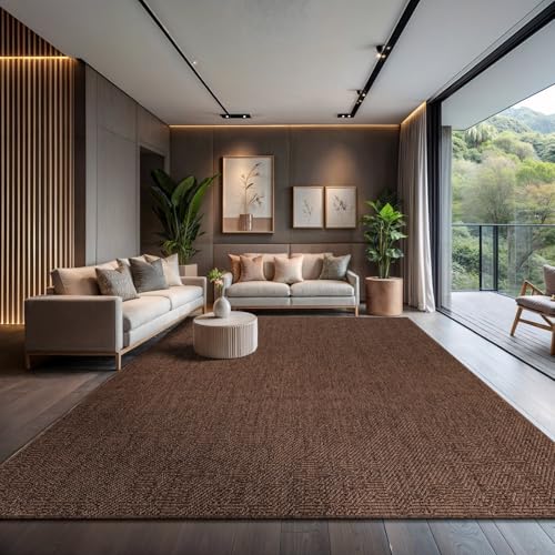 CAMILSON Easy Jute Rug 9x12, Indoor Outdoor Brown Color Fiber