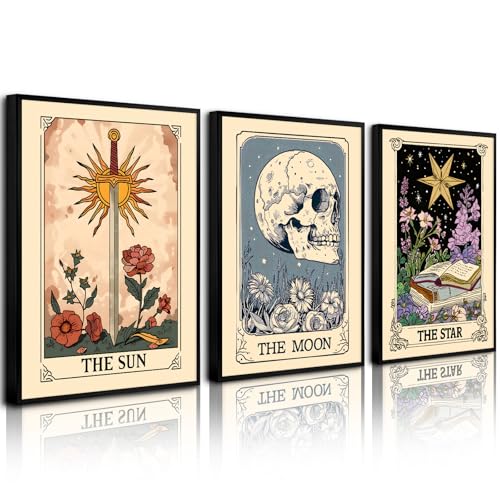 Pouydmi Tarot Card Wall Art Sun Moon Canvas Wall Decor