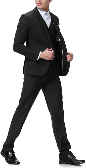 Cloudstyle Men's 3-Piece 2 Buttons Slim Fit Solid Color Jacket Smart Wedding Formal Suit