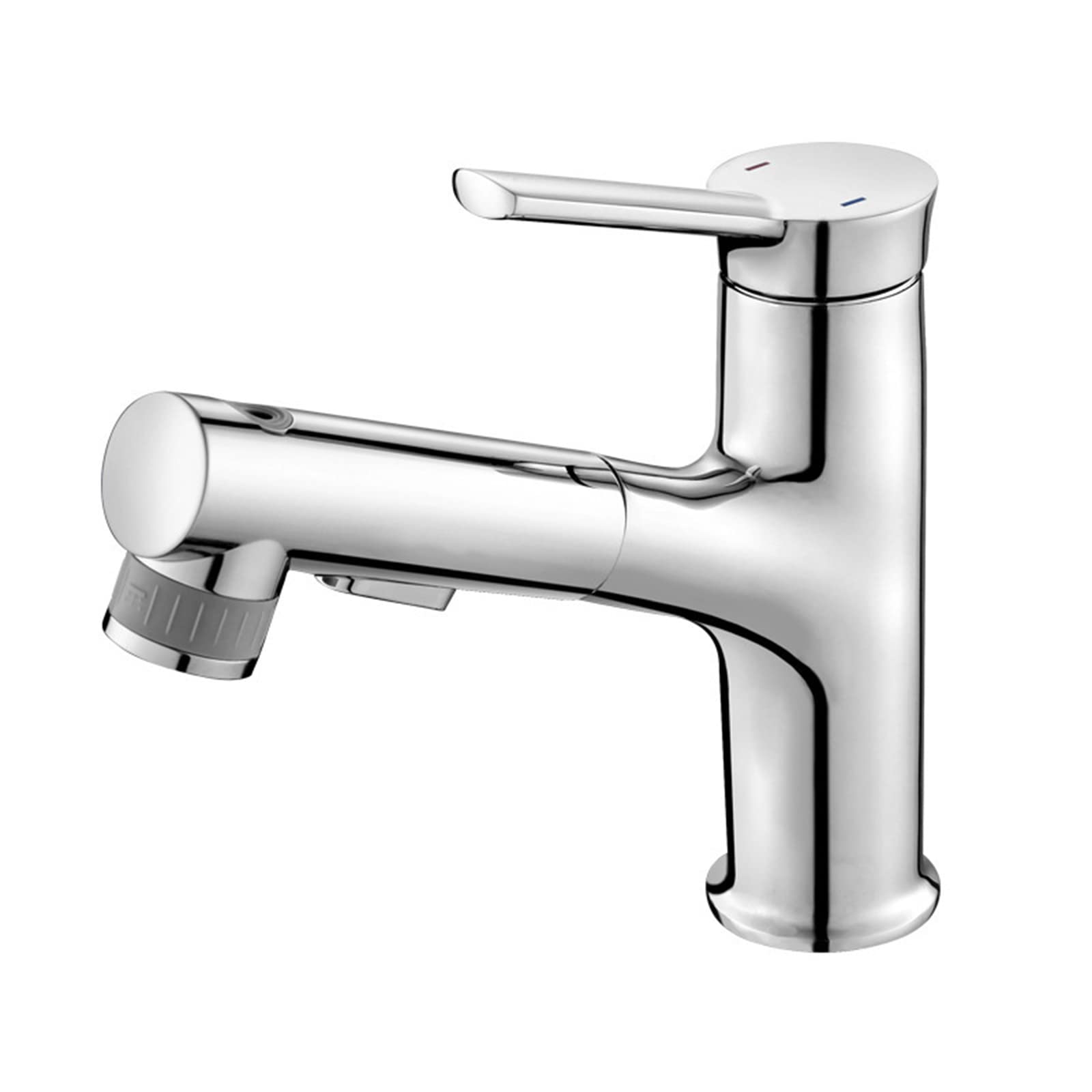 Mitigeur de lavabo de salle de bain robinet de cuisine extractible avec douchette chromé