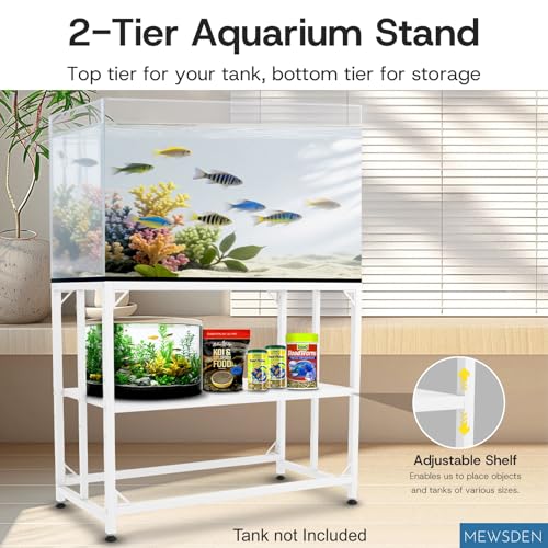Fish Tank Stand, 40 Gallon Heavy Duty Metal Aquarium Stands, Reptile Tank, Turtle Tank, Breeder Tank Stand, 660LBS Capacity Terrarium Stand Rack with 2-Tier Storage Shelves (White, 36.5"x18.5"x29.5") by MEWSDEN - Image 4