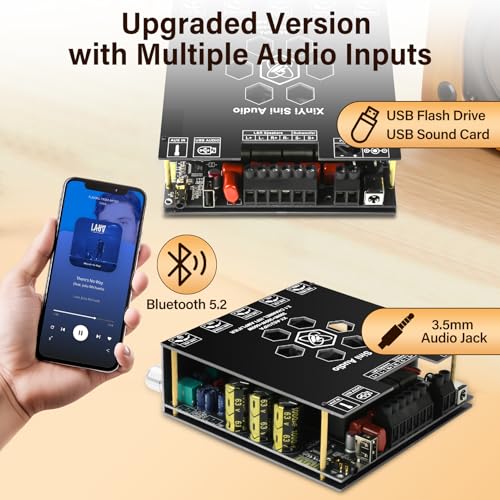Image of Daakro AS21HPA 2.1 Channel Bluetooth Amplifier Board, 300W*2+600W Peak Power Home Audio Amplifier Board, Amp Wide Voltage Input 19-51V,Supports USB /AUX /BT Input for DIY Wireless Speaker