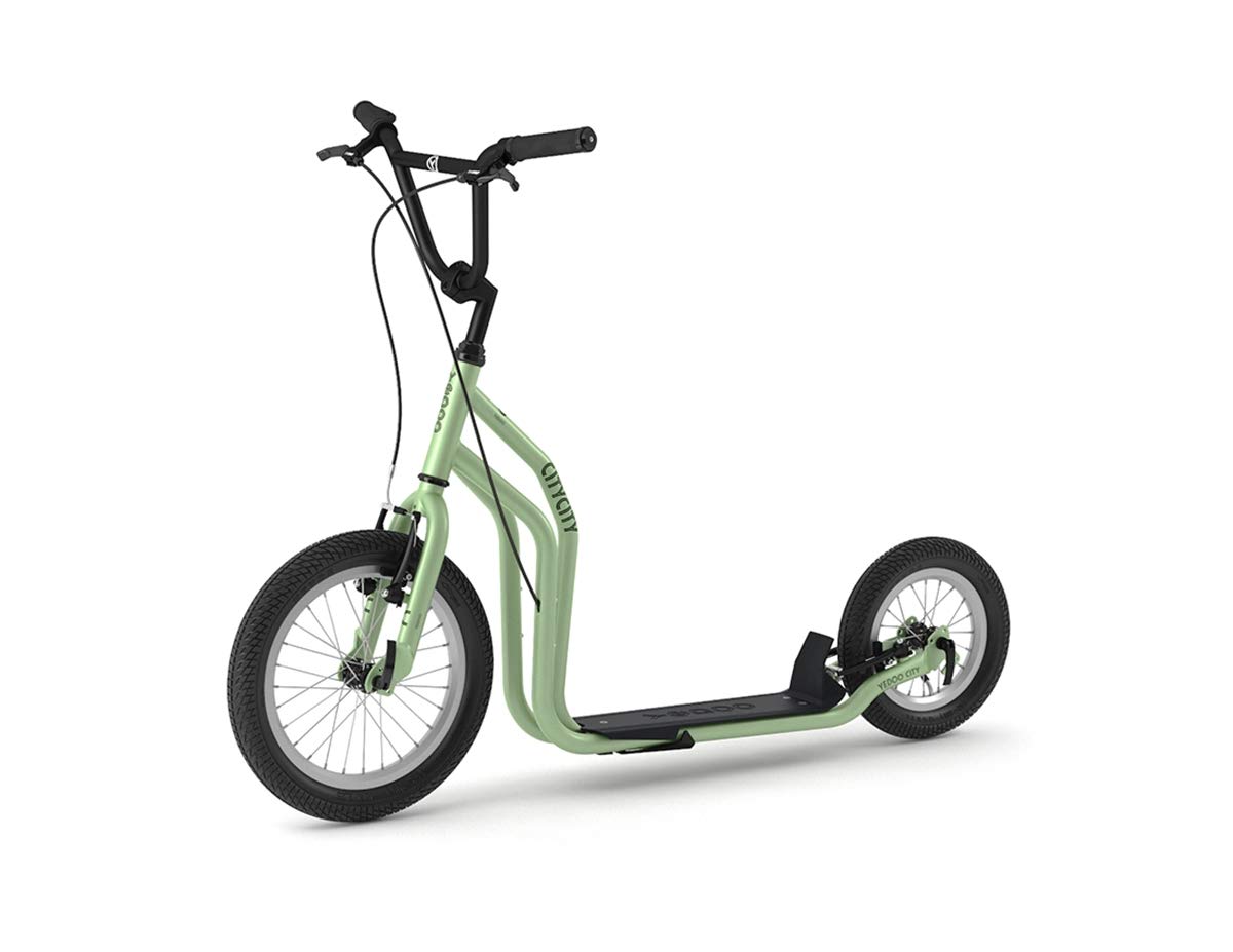YedooCity Scooter for Adults and Children, with Adjustable Handlebars and Stand, for140 cm Height, up to 120 kg, with Pneumatic Tires 16/12" (Green)