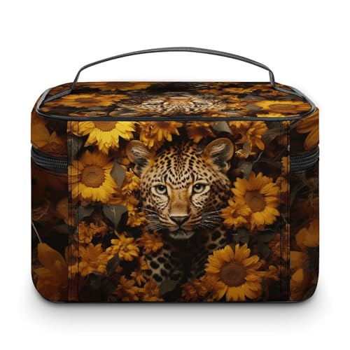 Foldable Travel Luggage Bag for Men And Women, Dry And Wet Separation Portable Travel Luggage Bag, Leopard And Sunflower Printed Waterproof Sports Luggage Bag, Fitness Bag3