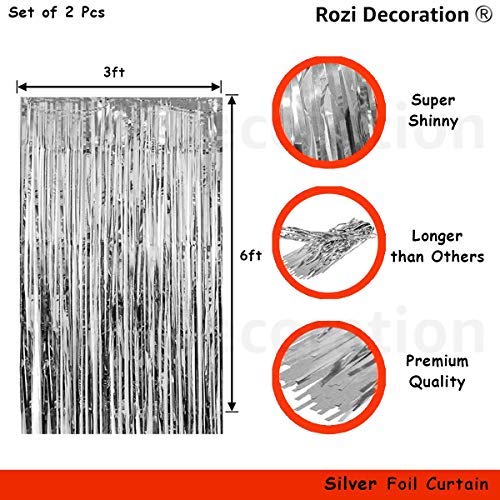 Image of Rozi Decoration Birthday Party Balloon & Curtain Decorations Kit Combo(Black and Silver)