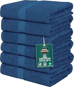 Utopia Towels - Katoenen Handdoeken, 60 x 120 cm Handdoeken voor zwembad, spa en fitnessruimte Lichtgewicht en zeer absorberende Quick Drogen Handdoeken, 6 Stuks (Marine)