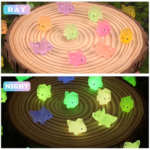 WEWAYSMILE 70pcs Luminous Mini Dinosaur Resin Animals, Glow in The Dark, for Patio Home Decor DIY Crafts (7 Styles) - Image 3