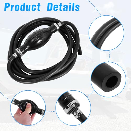Image of Fuel Line Assembly 1 /4 inch 6mm Hose Line Universal Boat Fuel Line with Primer Bulb Steel Hose Clamps for Marine Outboard Boat Motor RVs