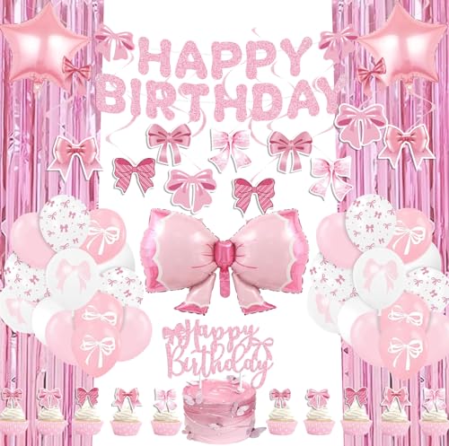 Save 50% on 53-Piece Pink Bow Birthday Party Decorations Kit
