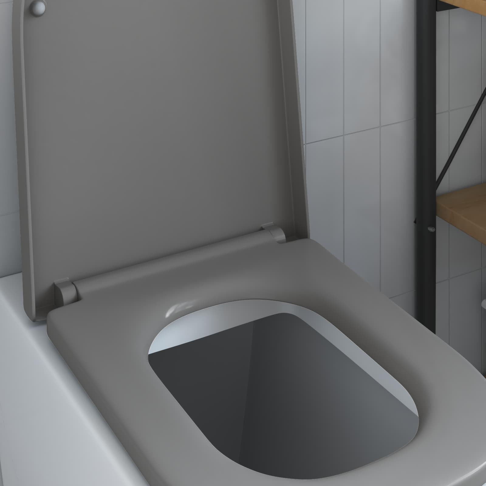 Asiento de inodoro gris 47,5 x 35 x 3,6 cm de Duroplast con descenso automático para inodoro, tapa con bisagra, renovación de baño