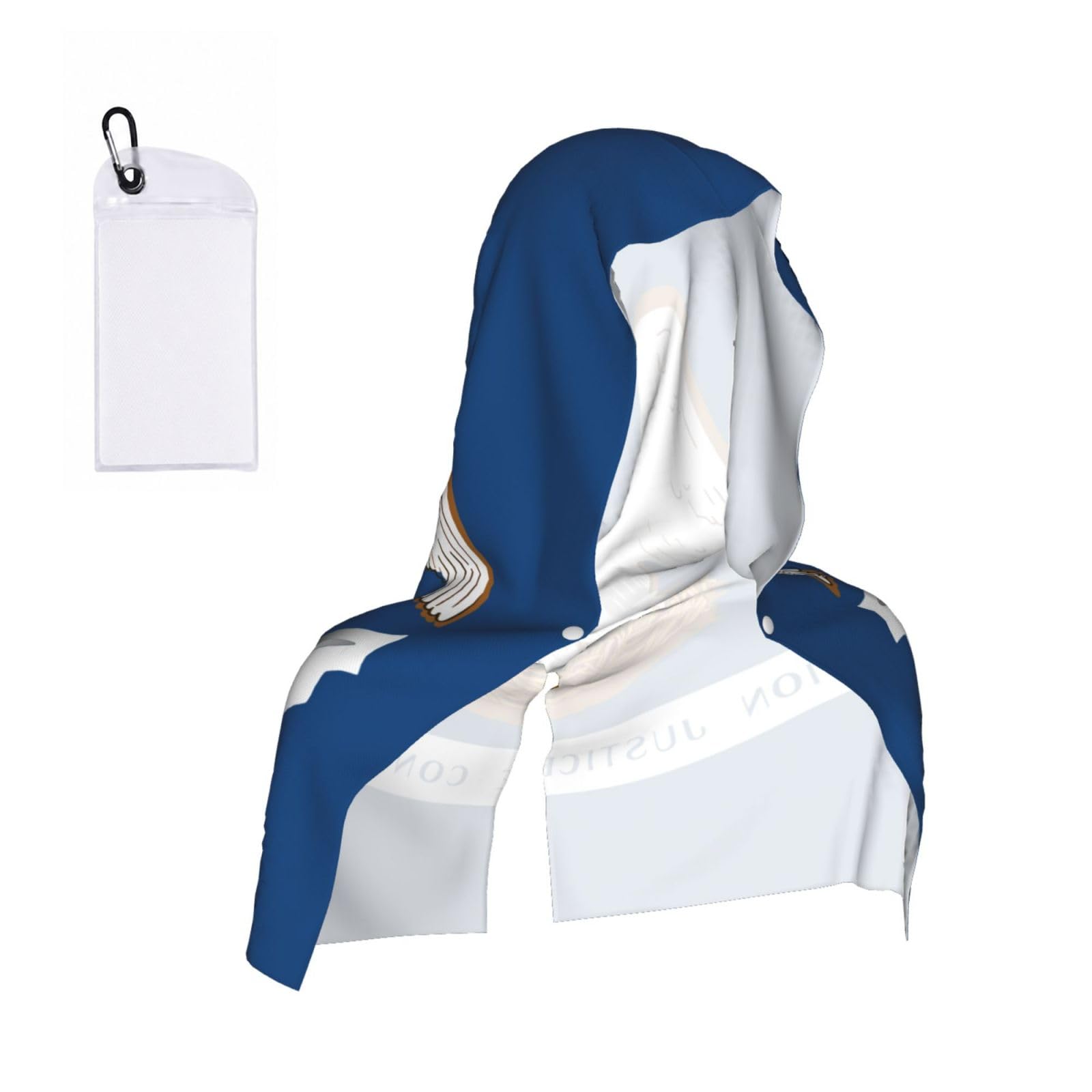DUWAA Louisiana State Flag Print Reusable Hoodie Cooling Neck Wrap, Hot Weather Outdoor Sports Workout Head Towel For Stay Chill