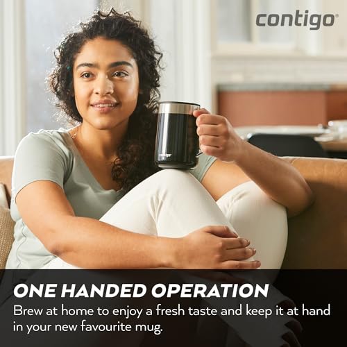 Image of Contigo Streeterville Desk Mug, Insulated Coffee Mug with Stainless Steel Handle with lid, Keeps Warm for up to 5 Hours, Ideal for Office & Home, 410 ml