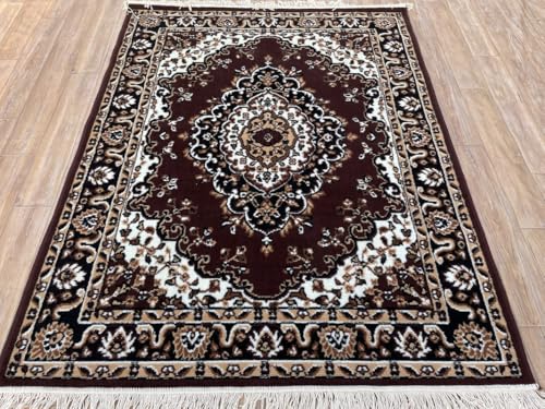 Image of TTC THREAD & TEXTURE CARPET Traditional Comfort: Power-Loomed Carpets for Living Room- Every Space Area Rug Color Brown Size 6x8 Feet (180x235cm)