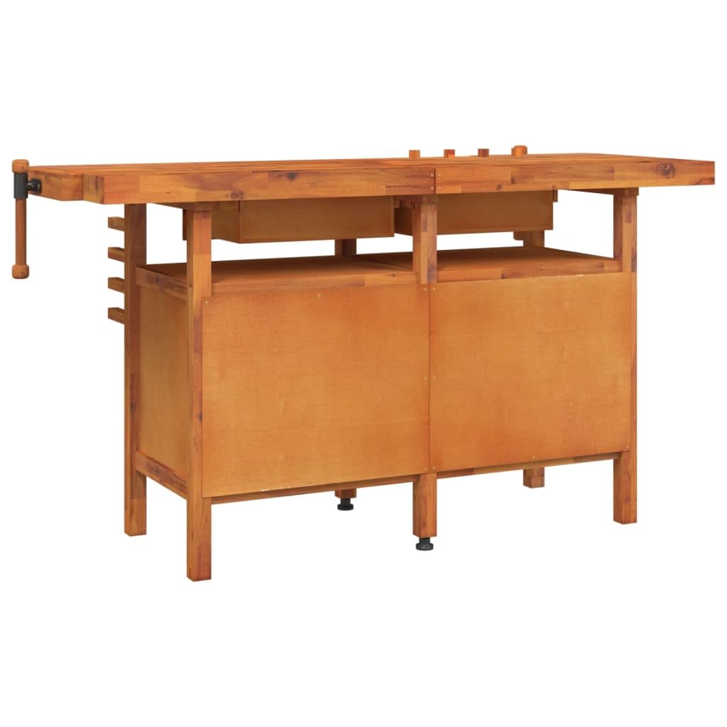 vidaXL Banco de Trabajo con Estante Mesa de Trabajo Organizador para Taller con Almacenaje Cajones y Tornillos Banco Madera 162x62x83 cm