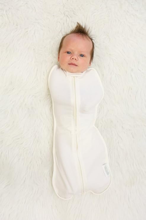 Woombie Nursery,Bedding,Blankets & Swaddlers,Swaddles 'Baby Sleeping Bag' Woombie Original Stretch Cotton Baby Swaddle for Safe Sleeping. Newborn in Cream