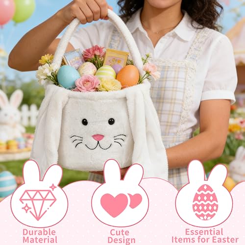Image of Plush Easter Basket, Bunny Easter Buckets, Easter Bags & Tote Bags for Kids Presents Easter Egg Decorations Candy
