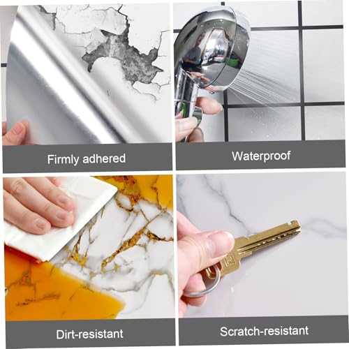Paneles de pared autoadhesivos para salpicaduras de cocina y ducha, diseño mármol blanco 10 uds 6