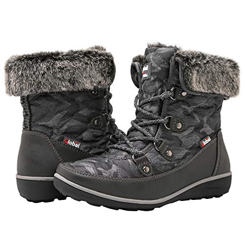 GLOBALWIN Women's Grey Winter Snow Boots 7M US