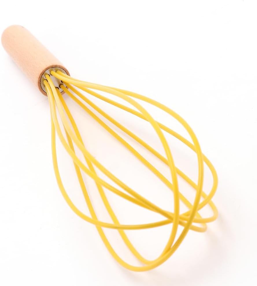 Vctitil 3Pcs Silicone Whisk Set,Manual Egg Beater Wooden Handle Silicone Heat Resistant Whisk,Egg Beater for Blending,Frothing&Stirring(8inch&10inch&12inch) image 4