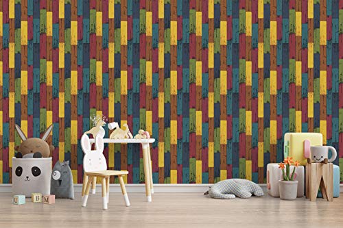 Image of DWELLSINDIA Wood Art Self Adhesive Wallpaper Peel & Stick, Waterproof, Scratch Resistant, Laminated (41cm x 244cm, Multicolour)