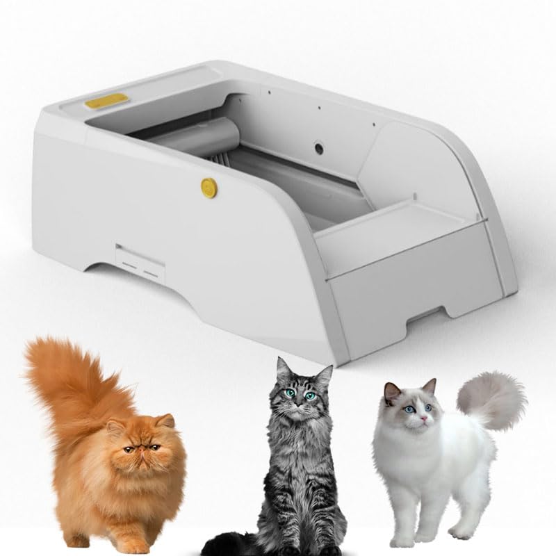Mcamgiczin Lettiera autopulente Aperta, lettiera Automatica per Gatti autopulente con App, Grande Robot Intelligente per lettiera agglomerante per Gatti, lettiera elettrica sicura/inodore