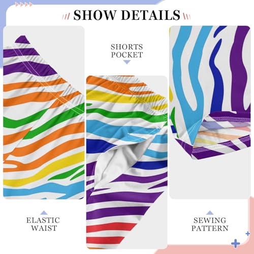 Zebra Rainbow Print Boys Long Pants Soft Trousers Elastic Waist Kids Lounge Bottoms with Pockets S-XL4