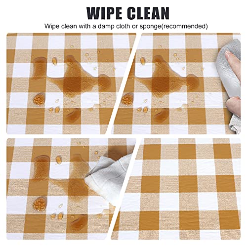 Fitable Checkered Picnic Table Cover Waterproof Outdoor Indoor Table Cover With Bench Covers 3Pcs Set Vinyl Fitted Flannel Backing Tablecloth 30"X72" For Party, Folding Table, Yellow #TOP4