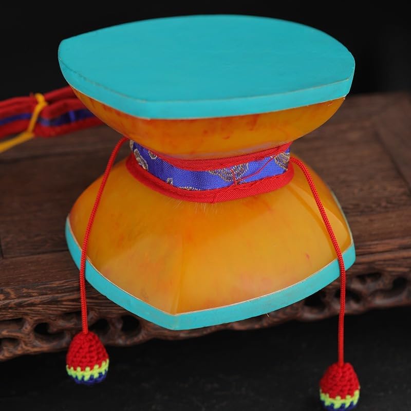 Tibetan Tambourine Handheld Frame Drum Small Meditation Drum Portable Percussion Instrument for Yoga Mindfulness Rhythm Practice Sound Healing Desktop Decoration Use