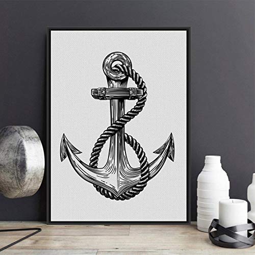 Impression sur toile ancre nautique de style vintage et moderne pour grand salon