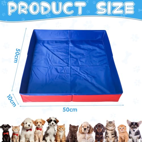 Hundepool Katzenpool Mit 6 Fischen Spielzeug, 50x50x10cm Hundebadewanne Faltbare Mini Hunde Pool Aus PVC, Planschbecken Hund, Schwimmbecken Für Kleine Hunde Katzen Haustiere (Rot)