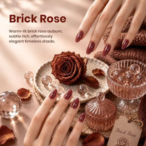 Image of Beetles Brown Red Gel Nail Polish - Brick Rose 15ML Jelly Gel Polish Sheer Translucent Nail Polish Auburn Rose Color Soak Off UV French Nail Art Salon DIY at Home Manicure Gift for Women