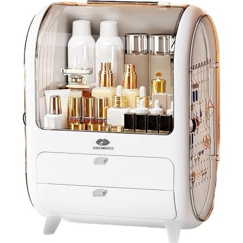 Rheinkuss Make-Up Organizer mit Schubladen I wasserdicht & staubfest, Kosmetik-Organizer Schminktisch Bad MakeUp Schminke Parfum Nagellack Kosmetik Schmink-Aufbewahrung Beauty Zubehör Badezimmer