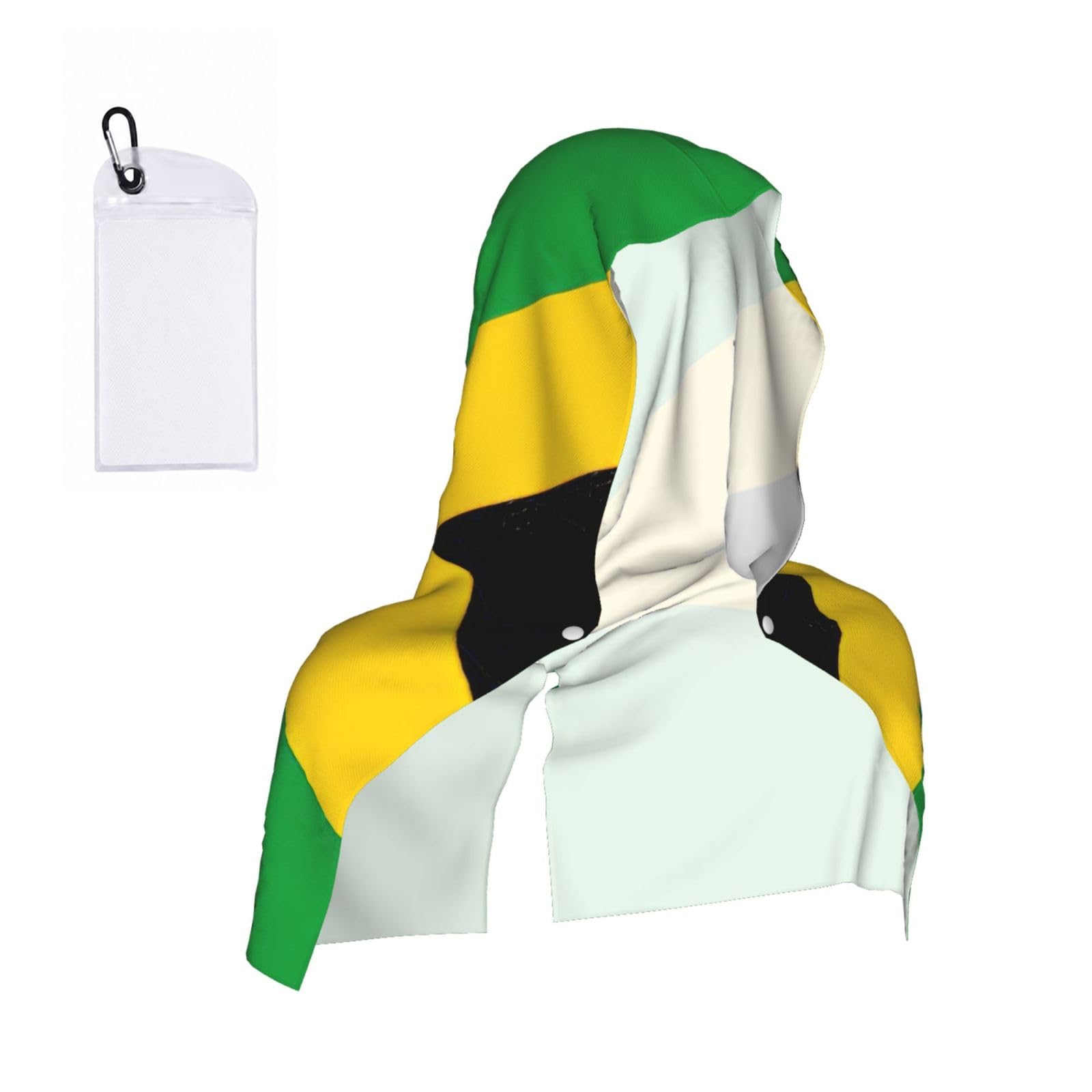 DUWAA Jamaica Flag Print Reusable Hoodie Cooling Neck Wrap, Hot Weather Outdoor Sports Workout Head Towel For Stay Chill