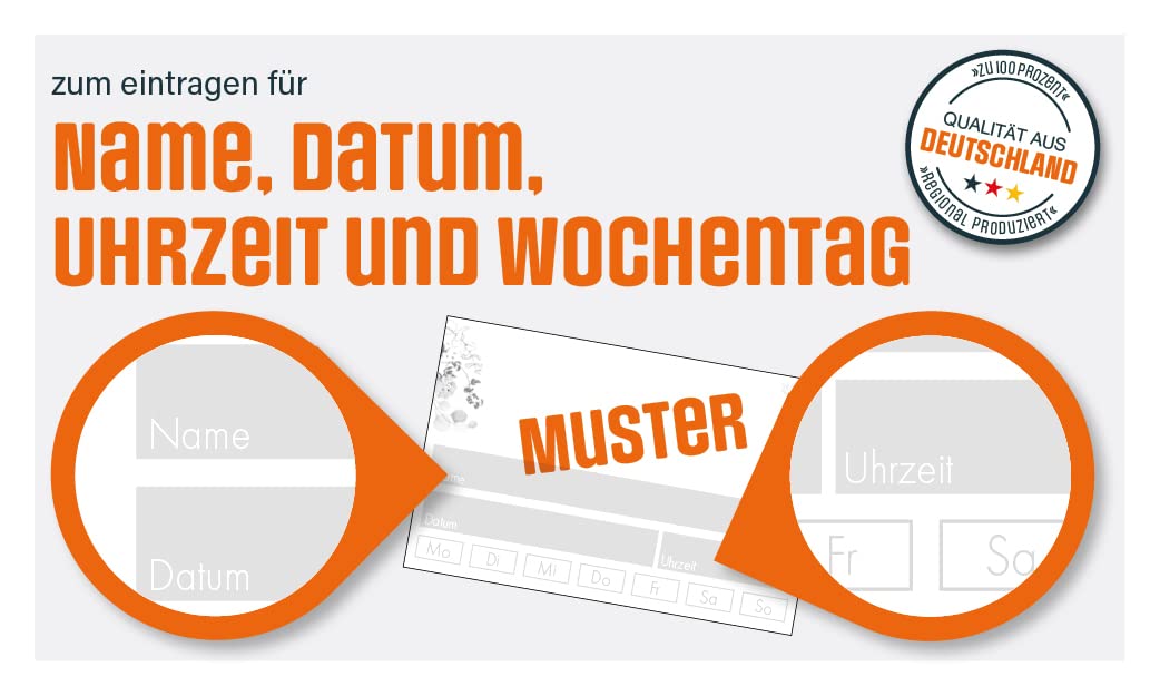 Exklusive Terminkarten auf hochwertigem Karton, sehr gut Bestempel- und Beschreibbar (Werkstatt, 1.000 Stück Inkl. Firmeneindruck)