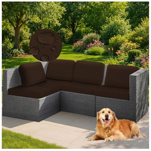 Housse de coussin de canapé extérieur imperméable café léger lot de 4 - 2