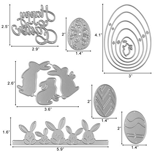 Cieovo 6 Pieces Easter Cutting Dies Bunny Easter Egg Die Set Happy Easter Metal Die Cuts Scrapbooking Card Making Die Cuts Easter Craft Dies Cut Stencils For Diy Embossing Photo Decorative Paper Dies #TOP1