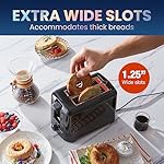 Elite Gourmet ECT1027B Cool Touch Toaster with 6 Temperature Settings & Extra Wide 1.25" Slots for Bagels, Waffles, Specialty Breads, Puff Pastry, Snacks, ETL Certified, 2 Slices, Black - Image 3