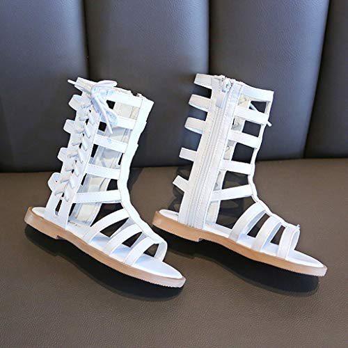 Girls' Sandals Zip Girls Open Sandals Infant Shoes Toe Baby Toddler Kids Roman Princess Summer Baby Shoes (White, 12 Little Kids)4