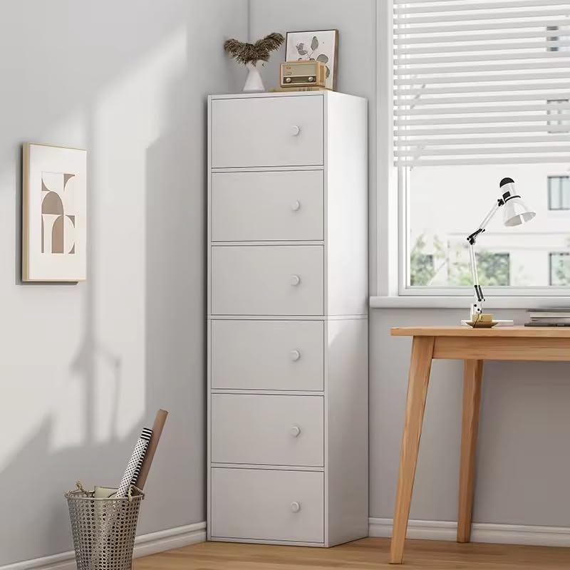 Image of 6-Door Morden Wooden Collapsible Wardrobe for Storage /Space Saving Wooden Wardrobe with Doors /Collpsible Storage Organiser /Living Room -Mapple (White, 6 Layer)