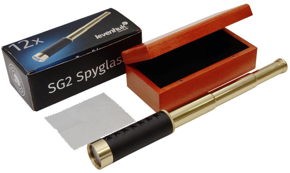 Catalejo Levenhuk Spyglass SG2 Antique con Estuche de Madera; Proporciona Imágenes Nítidas y Brillantes de Objetos Distantes